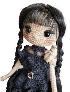 Wednesday Doll, Doll Free Crochet Pattern, Crochet Doll Clothes Patterns, Disney Crochet Patterns, Doll Patterns Free, Doll Knitting, Crochet Toys Free, Crochet Dolls Free Patterns, Pola Amigurumi