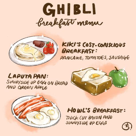 Studio Ghibli Tumblr, Ghibli Tumblr, Ghibli Food, Homemade Recipe Books, Homemade Cookbook, Recipe Drawing, Kawaii Cooking, Breakfast Menu, Anime Food