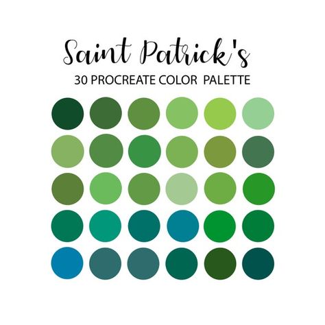 Saint Patrick's Green Procreate Color Palette Saint - Etsy Ireland Green Procreate Palette, Color Palette Hex Code, Color Palette Swatches, Procreate Palettes, Etsy Shop Branding, Procreate Color Palette, Color Mood, Hex Color Codes, Green Colour Palette