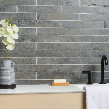 Bathroom Tiles | TileBar.com Gray Tile Backsplash, Grey Wall Tiles, Grey Subway Tiles, Affordable Tile, Grey Backsplash, Subway Tile Kitchen, Large Format Tile, Subway Tile Backsplash, Slate Tile