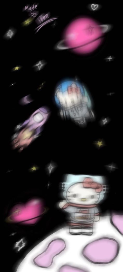 Hello Kitty In Space Wallpaper, Hello Kitty Space Wallpaper, Hello Kitty In Space, Space Hello Kitty, Hello Kitty Space, Space Pfp, Sanrio Icons, Space Icons, Kitty Stuff