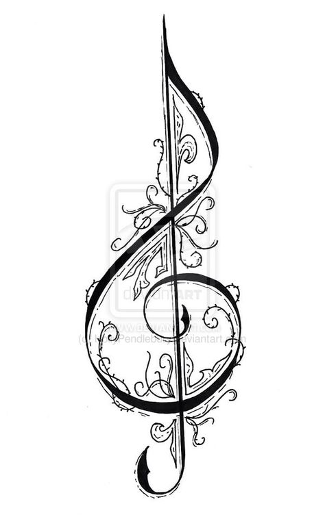 Treble clef. Treble Clef Wallpaper, Treble Clef Art, Clef Tattoo, Treble Clef Tattoo, Music Notes Tattoo, Music Notes Art, Music Tattoo Designs, Note Tattoo, Music Drawings