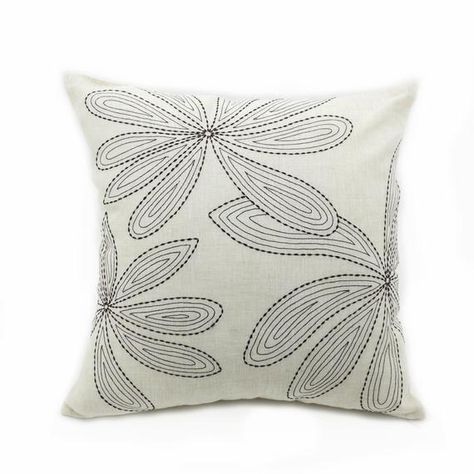 Embroidery Pillow Covers, Embroidered Cushion Covers, Leaf Cushion, Leaves Embroidery, Embroidery Modern, Brown Embroidery, Botanical Pillow, Tropical Pillows, Cushion Embroidery