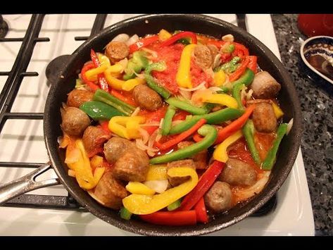 Sausage and peppers is a dish in Italian-American cuisine prepared using Italian sausage and peppers (such as bell peppers) as primary ingredients. Instant Pot Goulash, Sausage And Peppers Sandwich, Pasquale Sciarappa Recipes, Sausage And Peppers Recipe, Sausage Italian, Pasquale Sciarappa, Pork Sausage Recipes, Italian American Food, Meat Entrees