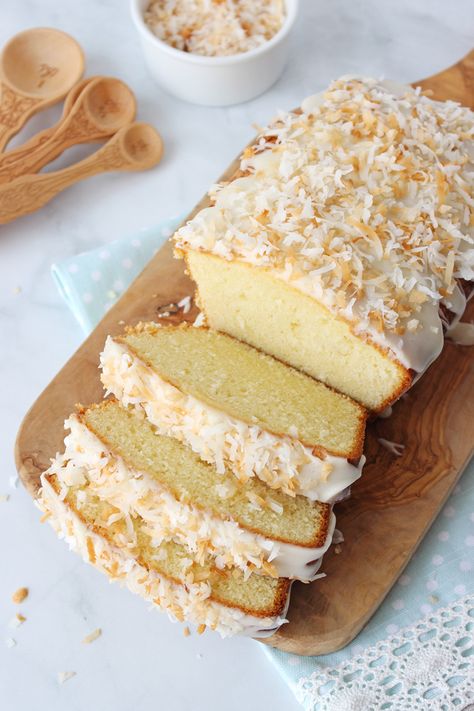 This recipe for Coconut Pound Cake is rich, buttery and delicious! Perfect with a cup of coffee or tea. #coconutpoundcake #poundcake #loafcake #quickbread #coconut #buttercake Coconut Pound Cake Recipe, Coconut Pound Cake, Coconut Pound Cakes, Cake Calories, Coconut Cake Recipe, Cake Mug, Pound Cake Recipe, Vegan Coconut, Pound Cake Recipes