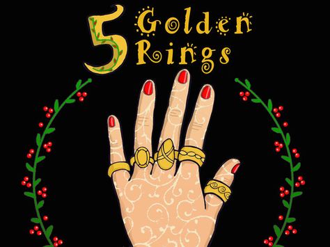 5 5 Golden Rings, 5 Gold Rings, Five Golden Rings, Christmas Dress Up, Partridge In A Pear Tree, Suit Card, My True Love, Golden Rings, Beer Batter