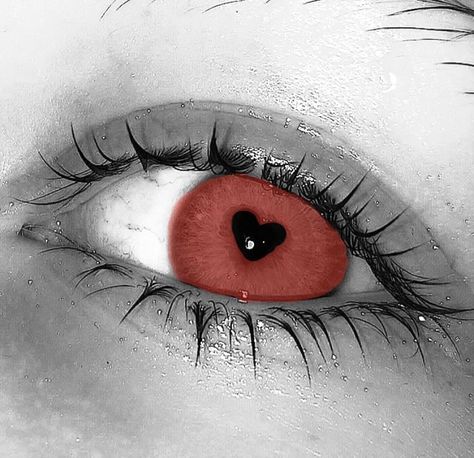 Red Eye Astethic, Red Eye Aesthetic Male, Red Siren Eyes, Heart Eye Aesthetic, Eyes Red Aesthetic, Heart Contact Lenses, Red Iris Eye, Red Eye Aesthetic, Heart Eyes Aesthetic