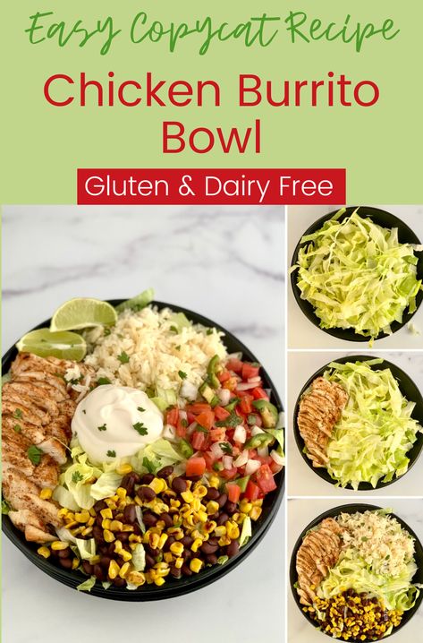 Dairy Free Rice Bowls, Dairy Free Bowls, Gluten Free Rice Bowl Recipes, Diy Rice Bowl, Dairy Free Burritos, Dairy Free Burrito Bowl, Gluten Free Chicken Rice Bowls, Dairy Free Macro Friendly Recipes, Low Fat Dairy Free Recipes