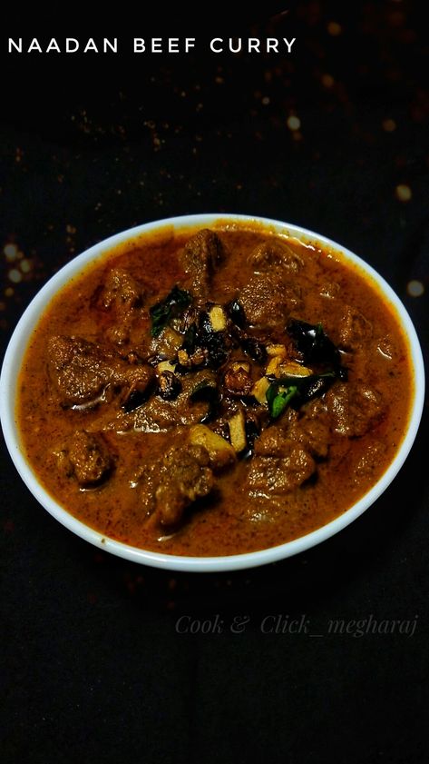 Naadan Beef Curry is commonly made in Kerala. Roasted Coconut paste, fried shallots, curry leaves and coconut bits (thega koth) do all the magic!!!!! Curry Beef, Roasted Coconut, Beef Curry, Fried Shallots, Beef Recipe, Curry Leaves, Shallots, Kerala, Beef Recipes