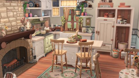 Sims Freeplay Houses, Sims 4 Kitchen, Cottage Room, Diy House Plans, Sims 4 House Design, Casas The Sims 4, Sims Building, Sims House Plans, Sims House Design