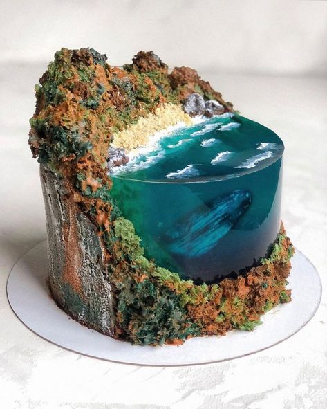 Lake Cake, 3d Jelly Cake, Island Cake, Ocean Cakes, Jello Cake, Sea Cakes, Beach Cakes, Jelly Cake, Gateaux Cake