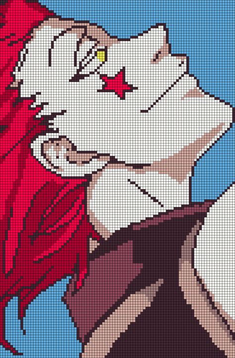 Hisoka Crochet Pattern, Anime C2c Crochet, Hxh Alpha Pattern, Adventure Time Alpha Pattern, Hunter X Hunter Crochet, Alpha Knot, Pixel Art Manga, Anime Minecraft, Hisoka Morrow