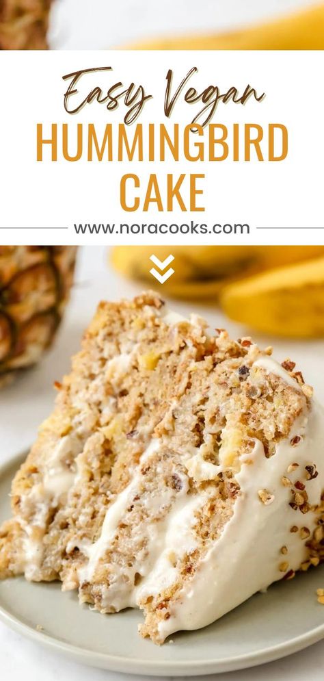 Vegan Hummingbird Cake, Hummingbird Cake Recipes, Vegan Baking Recipes, Hummingbird Cake, Vegan Cake Recipes, Vegan Bakery, Vegan Cream Cheese, Dairy Free Dessert, Vegan Dessert Recipes