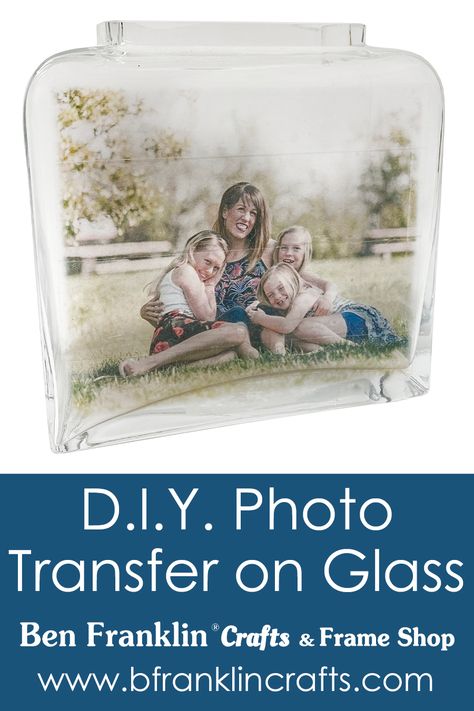 Photo Transfer To Glass Diy, Transfer Photo To Glass, Diy Photo Transfer, Clear Plastic Sheets, Crafting Inspiration, Ben Franklin, Packaging Tape, Photo Transfer, Glass Block