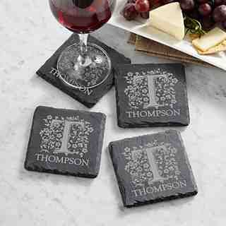 Shopping Cart Scroll Letter, Monogram Coasters, Vinyl Decor, Slate Stone, Flowers Delivered, Slate Coasters, Deep Colors, Glass Etching, Cricut Projects