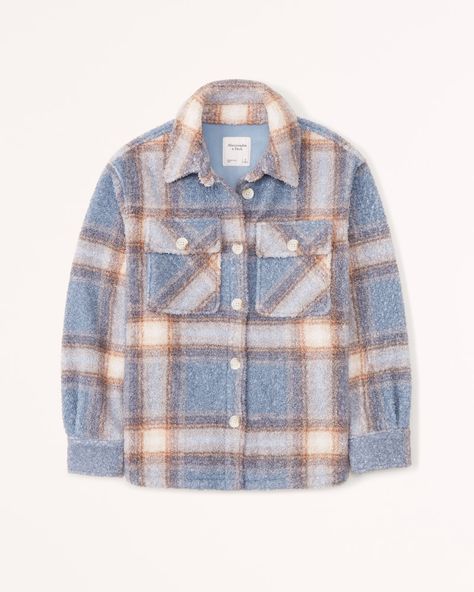 Women's Sherpa Shirt Jacket | Women's Tops | Abercrombie.com Sherpa Shirt Jacket, Shirt Jacket Womens, Womens Sherpa, Sherpa Fabric, Utility Jacket, Blue Pattern, Coats Jackets Women, American Apparel, Shirt Jacket