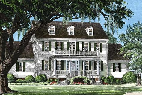 Plan #137-166 - Houseplans.com Colonial Home Floor Plans, Farmhouse Cottage Plans, Southern Colonial House Plans, House Plans Colonial, Southern Colonial, Colonial Cottage, Colonial Farmhouse, Colonial House Plans, Farmhouse Traditional