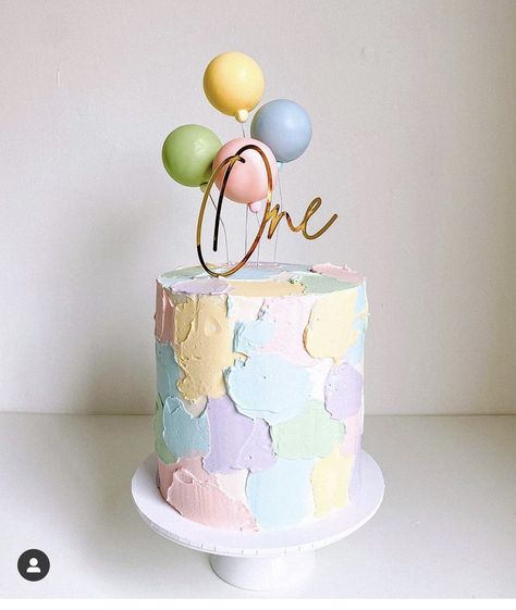 Rainbow First Birthday, Floating Balloons, Baby Birthday Cakes, Twin Birthday, 1st Birthday Cake, First Birthday Cakes, Rainbow Cake, Chocolate Desserts, Baby Birthday