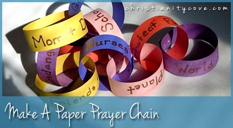 This simple construction paper prayer chain will give kids an idea of how the prayers from “two or more” join to create a mighty force. It will also give you an opportunity to bring up a great prayer scripture from Revelation 8 that will help kids understand just how real prayer power is! Worship Stations, Bible Buddies, Ccd Crafts, Prayer Activities, Spiritual Education, Prayer Boards, Prayer Walk, National Day Of Prayer, Prayer Crafts