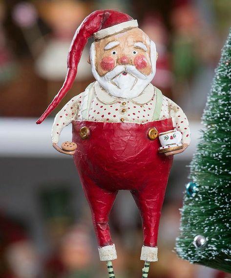 Lori Mitchell, Paper Mache Christmas, Paper Mache Art, Paper Mache Crafts, Santa Figurines, Santa Clause, Christmas Figurines, Paper Clay, Babies First Christmas