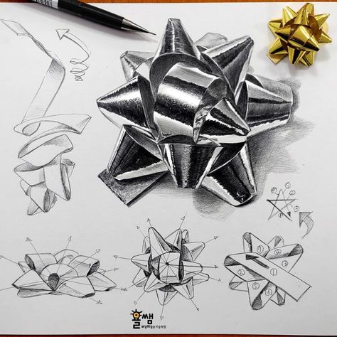 Shiny ribbon by yol__ssam Sketch Study, Buddhist Art Drawing, Structural Drawing, Art Promotion, Object Drawing, Drawing Studies, Perspective Art, Beauty Art Drawings, Pencil Illustration