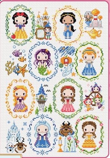 Disney Princess Cross Stitch, Princess Cross Stitch, Disney Cross Stitch Patterns, Dmc Embroidery Floss, Pola Kristik, Disney Cross Stitch, Cross Stitch Bookmarks, Cross Stitch Borders, Cross Stitch Baby