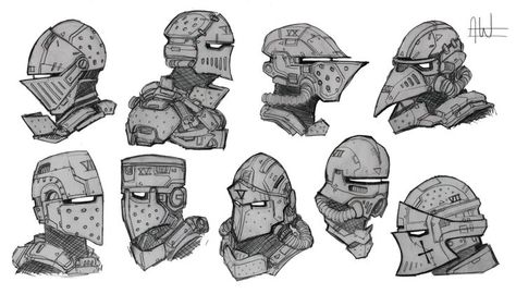 Copper Armor, Knight Helmet, Anime Knight, Helmet Concept, Armor Drawing, Medieval Helmets, Knights Helmet, Sci-fi Armor, 다크 판타지