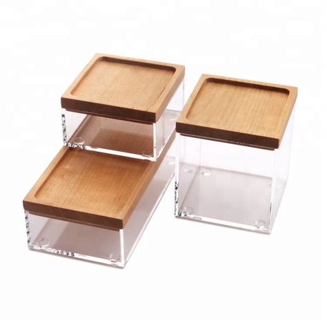 Acrylic Containers, Acrylic Ideas, Kitchen Storage Boxes, Glass Box, Laser Cnc, Clear Box, Makeup Box, Bone Inlay, Dessert Cups