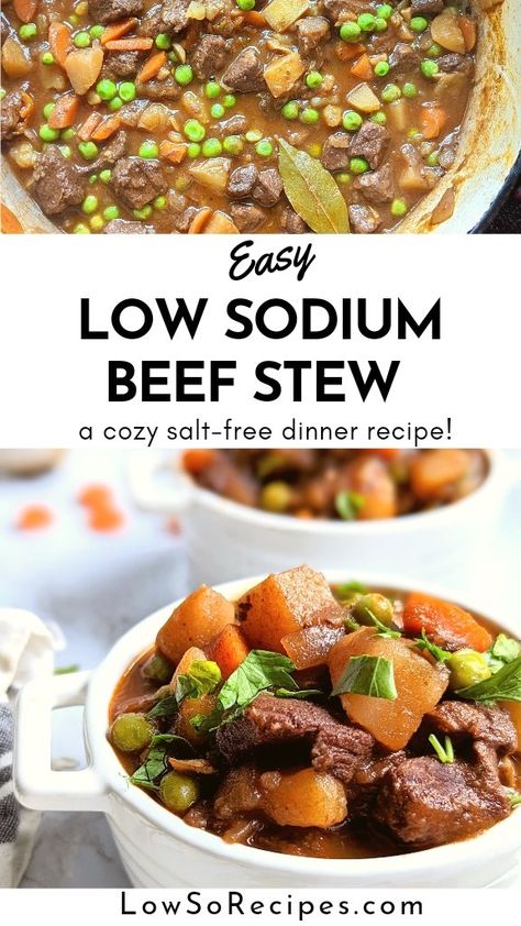 Low Sodium Beef Stew, Sodium Free Recipes, High Blood Pressure Diet Meals, Low Sodium Recipes Heart, Beef Stew Healthy, Low Sodium Soup, Salt Beef, Heart Healthy Recipes Low Sodium, Low Salt Recipes