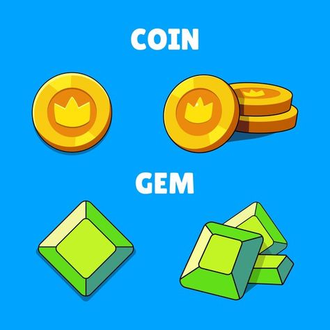 Premium vector game icons of precious ge... | Premium Vector #Freepik #vector Paper Aeroplane, Game Gem, Game Card Design, Coin Games, Coin Icon, Game 2d, Game Icons, Vector Game, 3d Icons