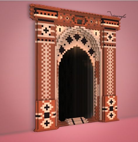 For More Check Out My Link In Bio Deco Minecraft, Gateway Design, Minecraft Wall Designs, Minecraft Fountain, Minecraft Desert, Minecraft Creative, Minecraft Underground, Construction Minecraft, Middle Eastern Decor