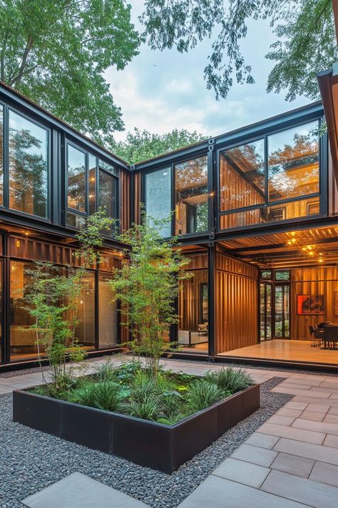 32 Clever Shipping Container Homes You'll Love Shipping Container Townhouse, Container Home Mansion, Luxury Container House Design, Container Warehouse Design, Large Container Homes Ideas Design, Storage Unit House Container Homes, Shipping Containers Homes, Large Container Homes, Container House Layout