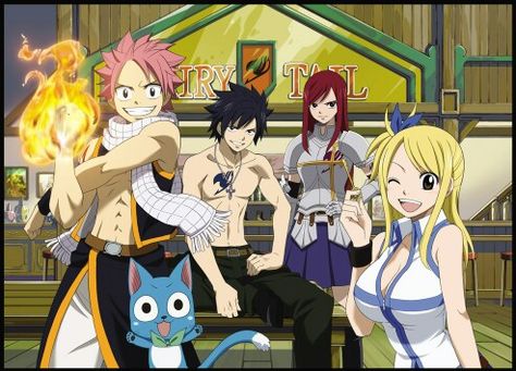 The gang in Fairy Tail. Team Natsu, Tamako Love Story, Gray Fullbuster, Fairy Tail Guild, Natsu And Lucy, Hiro Mashima, Erza Scarlet, Natsu Dragneel, Anime Fairy