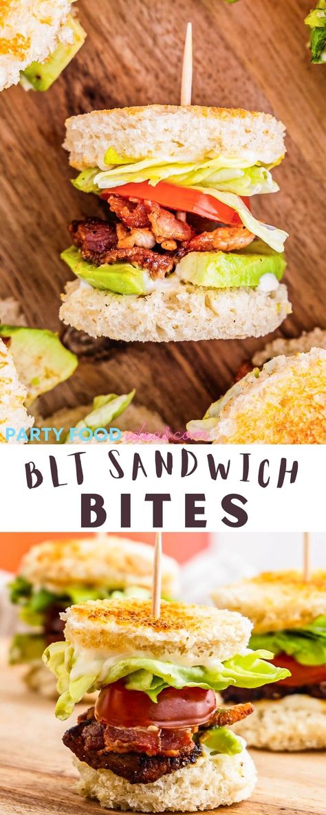 These MINI BLT BITES are a simple party appetizer perfect for summertime. A BLT Sandwich in bite sized form. Blt Party Sandwiches, Mini Blt Appetizers, Blt Appetizer Bite Size, Mini Blt Bites, Blt Appetizer, Mini Blt, Cookies Board, Blt Bites, Skewer Appetizers