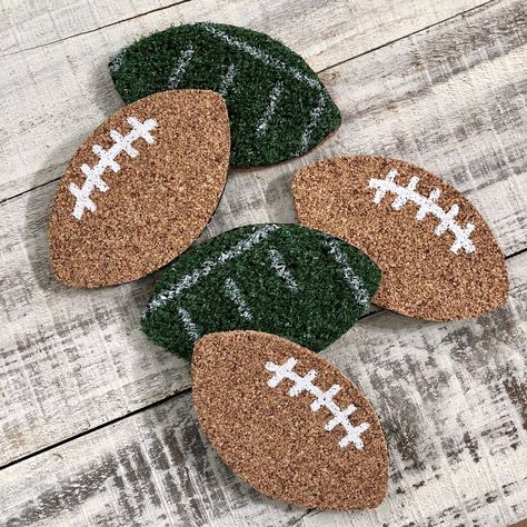 REVERSABLE FOOTBALL COASTERS Football Decorations Diy, Fall Leaf Crafts, Diy Crafts Phone Cases, Crafts For Fall, Football Coasters, Easy Diy Fall Decor, Autumn Leaves Craft, Football Crafts, Game Day Party