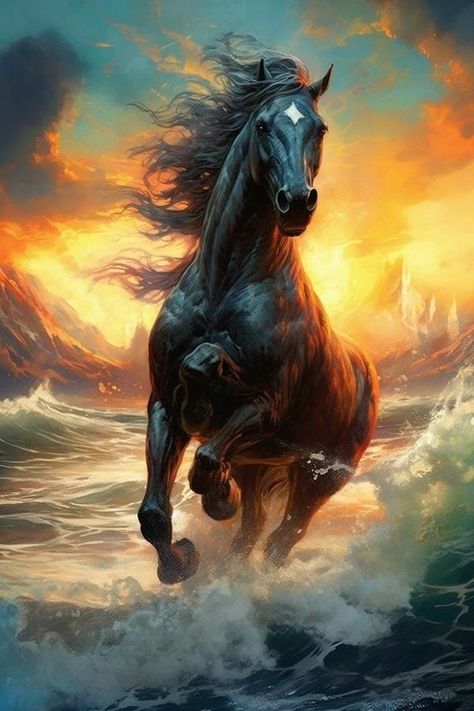 Ocean Creatures Art, Diy Paint By Numbers, Long Painting, Horse Oil Painting, Beautiful Arabian Horses, Watercolor Kit, The Joy Of Painting, Creatures Art, Hot Melt Adhesive