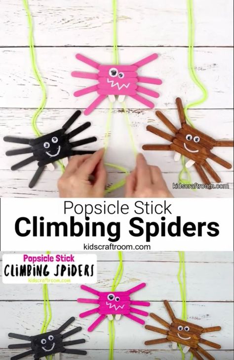 Stick Spider, Spider Craft, Insect Crafts, Kids Craft Room, Spider Crafts, Halloween Crafts For Toddlers, Popsicle Crafts, Fun Halloween Crafts, Halloween Arts And Crafts