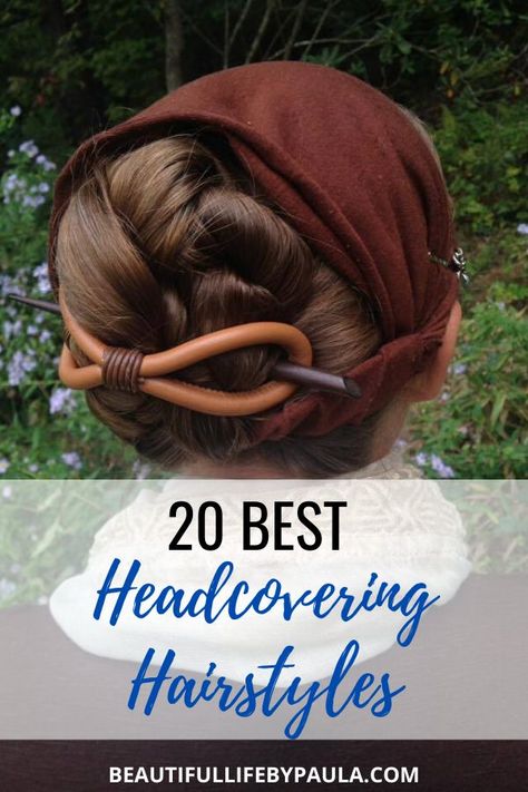 There are so many ways to beautifully and modestly wear your hair up while wearing a head covering! In this post, I share with you some headcovering ideas that are beautiful and feminine, but stay secure all day So no matter if you are Mennonite, Amish, c Hairstyles With Headcoverings, Indian Head Covering, Hair Cover Ideas, Hair Covering Ideas, Diy Headcoverings, Orthodox Christian Headcovering, How To Wear A Head Covering, Head Covering Hairstyles, Hair Covering Styles