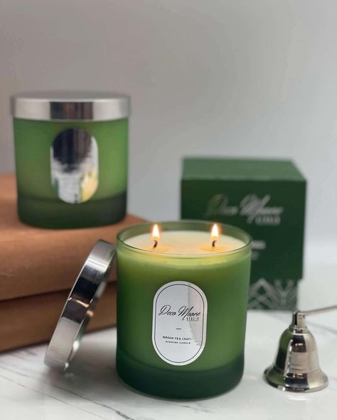 Crafted with pure joy and serenity, the Green Tea Leaves Scented Dual Wick Candle is a wonderful way to freshen any room. Artisan fragrance delivers a soothing aroma of green tea leaves embracing you in great calmness. #Candle #ScentedCandles #Decor #Home #London #UK #Design Green Tea Leaves, Chinese Emperor, Home London, Uk Design, Candles Photography, Candle Packaging, Green Candle, Unique Fragrance, Wick Candle