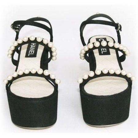 Chanel Footwear, Chanel Wedges, Black Summer Sandals, Heels Chanel, Chanel Summer, Sandals Chanel, Summer Shoes Wedges, Black Wedge Shoes, Shoes Chanel