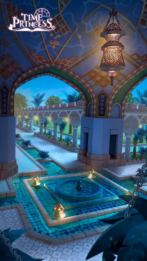 Fantasy Palace Interior Concept Art, Arabian Palace Fantasy Art, Arabian Fantasy Art, Agrabah Palace, Arabian Palace, Princess Games, Palace Interior, Fantasy Rooms, Fantasy Drawings