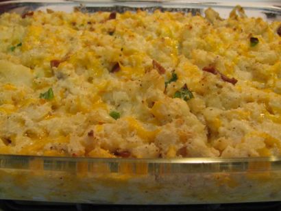 Emeril’s Twice Baked Potato Casserole Pork Posole, Perfect Potatoes, Emeril Recipes, Emeril Lagasse Recipes, Twice Baked Potato Casserole, Twice Baked Potato, Twice Baked Potatoes Casserole, Baked Potato Casserole, Emeril Lagasse