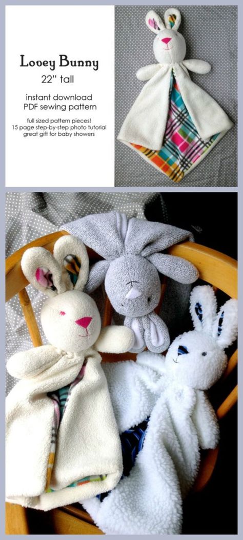 Blanket Sewing Patterns Diy Bunny Lovey Ba Blanket Security Blanket Sewing Pattern Pdf - figswoodfiredbistro.com Security Blanket Sewing Pattern, Blanket Sewing Patterns, Lovey Sewing Pattern, Sewn Toys, Blanket Sewing, Diy Blanket, Diy Bunny, Making Toys, Diy Baby Blanket