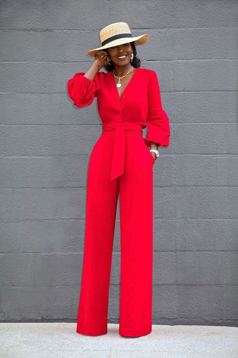 Button-Down Wide Leg Jumpsuit Formal Jumpsuits For Women Classy, Jumpsuit Elegant Formal, Red Jumpsuits Outfit, Wide Leg Jumpsuit Outfit, Flirting Lines, Classy Jumpsuit, Birthday Outfit For Women, Style Pantry, Party Outfits For Women