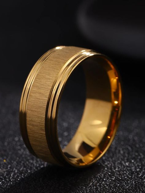 Fashionable and Popular 1pc Men Minimalist Ring, Stainless Steel Jewelry for Jewelry Gift and for a Stylish Look | SHEIN USA Mens Simple Gold Ring, Engagement Rings Simple Minimalist Men, Men Wedding Rings Gold, Gold Rings For Men Unique, Wedding Rings For Men Gold, Mens Ring Designs Gold, Boys Gold Ring, Mens Gold Ring Vintage, Gold Wedding Rings For Men