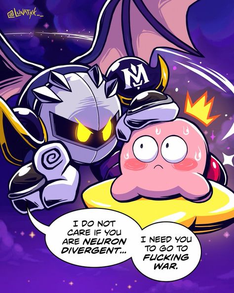 Kirby And Meta Knight, Kirby Memes, Kirby Character, Meta Knight, Kirby Art, Nintendo Characters, Nintendo Art, Gamer Humor, Knight Art