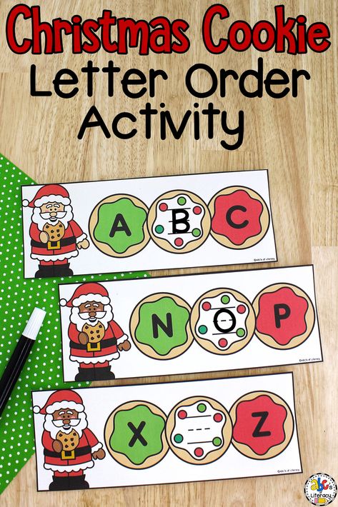 Preschool Christmas Literacy Activities, December Kindergarten Activities, Letter Activities Kindergarten, Christmas Literacy Activities, Christmas Handwriting, Letter Recognition Preschool, Christmas Literacy, Alphabet Activities Kindergarten, December Kindergarten