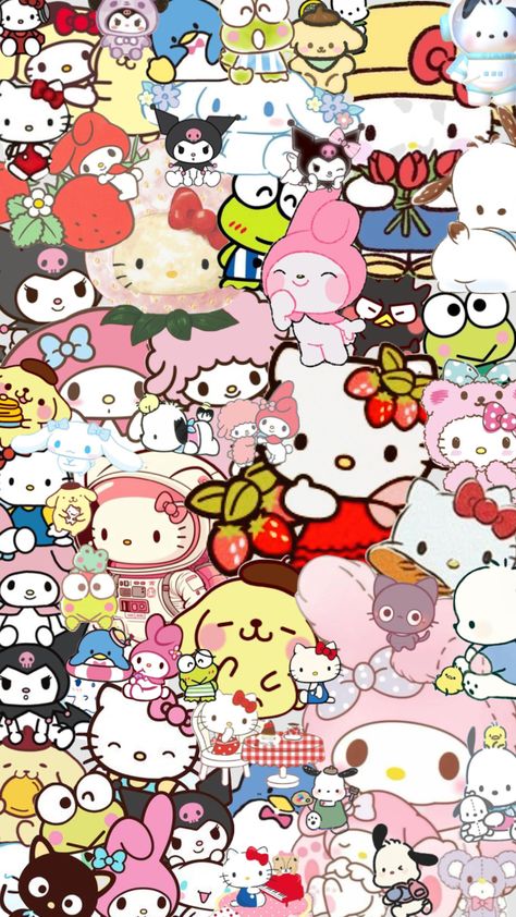 Hello Kitty Collage #sanriocore #sanrio #hellokity #collage #core #vibes #aesthetic #wallpaper #art #kuromi #keroppi Hello Kitty Collage, Aesthetic Wallpaper Art, Whatsapp Wallpaper Cute, Birthday Collage, Pink Wallpaper Girly, Hello Kitty Images, Hello Kitty Aesthetic, Wallpaper Iphone Summer, Hello Kitty Birthday