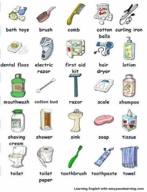 Esl Vocabulary, English Vocab, English Course, English Idioms, Grammar And Vocabulary, Bathroom Items, Learn English Vocabulary, English Language Learning, Language Teaching