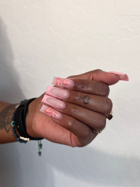 pink nails, acrylic nails, square nails, pink french tip nails, nail art, nail designs, nail inspo Square Nails Pink French Tip, Pink Nails French Tip, Square Nails Pink, French Tip Nails Square, Nails Pink French Tip, Pink Nails French, Nails Pink French, Nails Strawberry, Pink Nails Acrylic